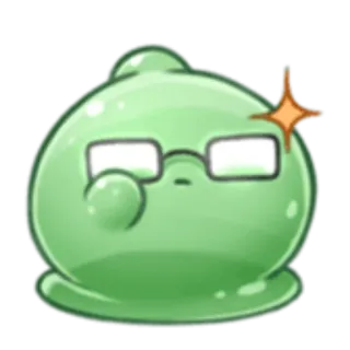 😎 слайм, очки, зеленый, милый, ботаник, эмодзи telegram sticker