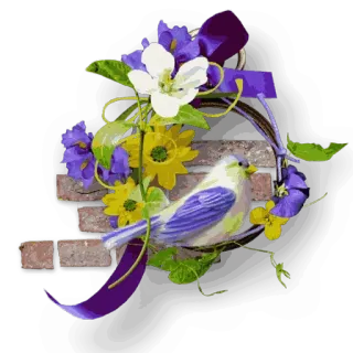 🌹 птица, цветы, цветочная композиция, природа, весна, декоративный, букет, сад telegram sticker
