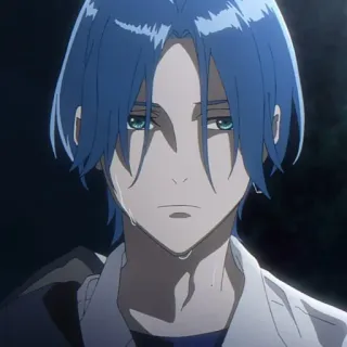 💎 anime, sad, crying, blue hair, portrait telegram sticker