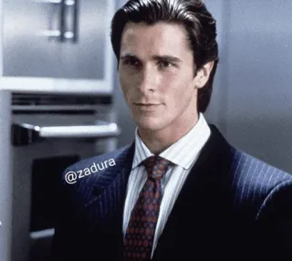 🪓 Patrick Bateman American Psycho @zadura 패트릭 베이트먼, 아메리칸 사이코, 정장, 넥타이, 남자, 영화, 캐릭터 telegram sticker