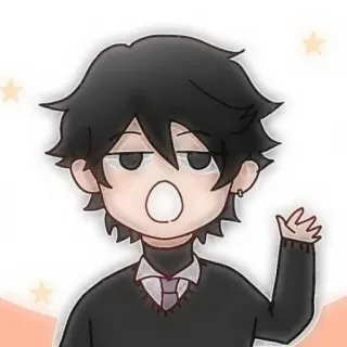 🐾 cartoon, anime, jongen, zwaaiend, vrolijk, schattig, manga whatsapp sticker