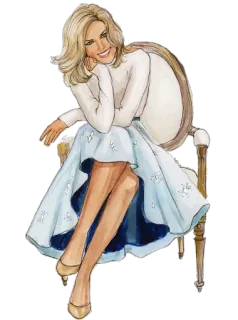 😁 femme, assise, robe, chaise, blonde, élégante, mode, portrait telegram sticker