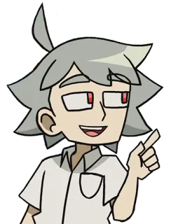 ☝️ Dibujos animados, Anime, Pelo gris, Sonriendo, Señalando, Personaje telegram sticker