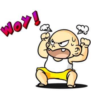 🚁 WOY! angry, cartoon, shouting, mad, expression telegram sticker