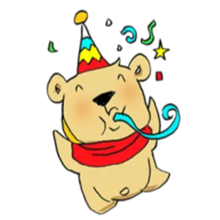 🎉 Bär, Feier, Party, Konfetti, Geburtstag, süß, Cartoon telegram sticker