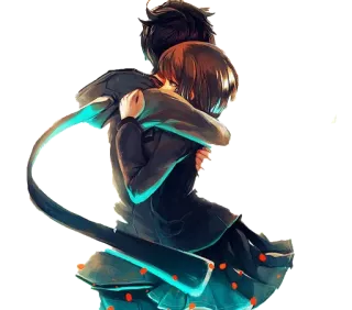 ❤ câlin, anime, couple, dessin animé, amour, étreinte telegram sticker
