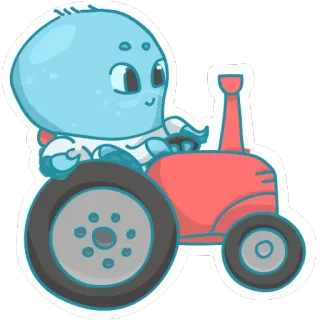 🚜 tractor, farm, cute, cartoon, vehicle, agriculture telegram sticker