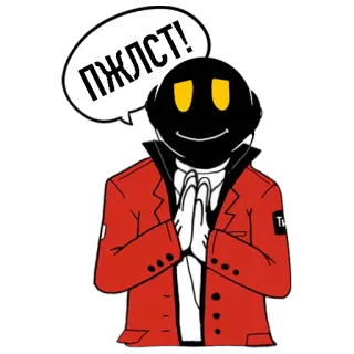 🙏 ПЖЛСТ! karakter, rusia, tolong, orang, jaket merah, kartun telegram sticker