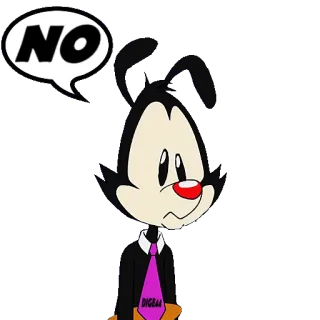 👎 NO Мультфильм, Вакко Уорнер, Речевой пузырь, Warner Brothers, Озорные анимашки, Стикер, Негатив telegram sticker