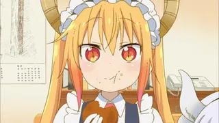 ✨ Tohru Miss Kobayashi's Dragon Maid Anime, Dragón, Sirvienta, Comiendo, Lindo telegram sticker