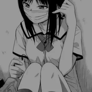 ➰ Anime, Mädchen, Schuluniform, Maske, Manga telegram sticker