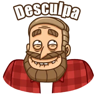 ✋ Desculpa Entschuldigung, Sorry, Cartoon, Mann, Flanell, Bart telegram sticker