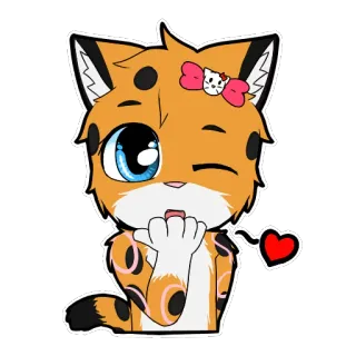 ❤ Katze, kawaii, Herz, Kuss, Cartoon, Kätzchen, süß telegram sticker