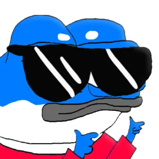 😎 grenouille, dessin animé, lunettes de soleil, bleu, cool, personnage telegram sticker