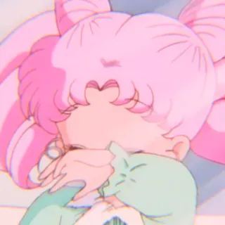 🍭 Chibiusa Sailor Moon chibiusa, sailor moon, anime, cartoon, cute, sad, pink hair, crying whatsapp sticker