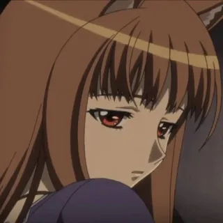 😒 Holo Spice and Wolf anime, girl, wolf, holo, spice and wolf, red eyes, fox ears telegram sticker