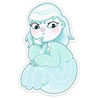 🤔 призрак, девушка, мультфильм, наклейка, милый, думающий, дух telegram sticker