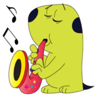 🎷 dessin animé, chien, musique, saxophone, jazz, instrument whatsapp sticker