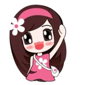 🙋 卡通, 女孩, 花, 粉色, 可爱, 卡哇伊 whatsapp sticker