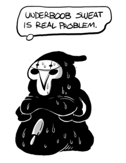 ☀ UNDERBOOB SWEAT IS REAL PROBLEM. アンダーバスト, 汗, 問題, 面白い, 漫画, コメディ telegram sticker