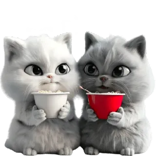 🍝 кошки, котята, милые, животные, питомцы, еда telegram sticker