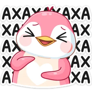 😃 AXA penguin, cute, pink, cartoon, animal, happy telegram sticker
