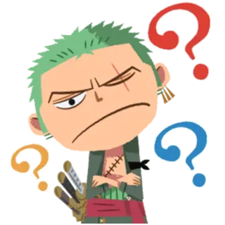 😕 Zoro One Piece anime, one piece, zoro, confused, question marks telegram sticker