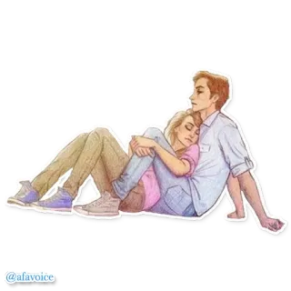 ❣ @afavoice para, miłość, uczucie, przytulanie, związek, romans, siedzący telegram sticker
