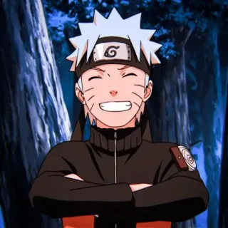 🍜 Naruto animé, dessin animé, souriant, ninja, orange, joyeux whatsapp sticker