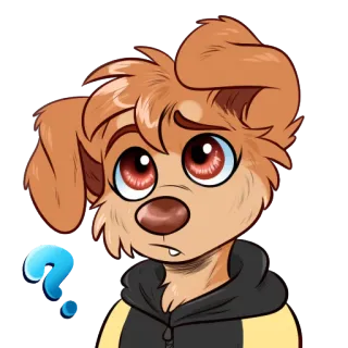 😕 chien, question, confus, poilu, dessin animé telegram sticker
