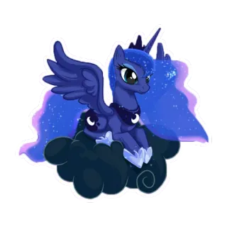 🌙 Princess Luna My Little Pony princess luna, my little pony, cartoon, pegasus, night, stars, clouds telegram sticker