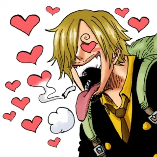 😍 Sanji One Piece Anime, Cuori, Amore, Eccitato, Felice telegram sticker