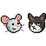 🙂 猫, 老鼠, 像素画, 动物, 贴纸, 卡通 telegram sticker