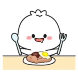🍗 comida, huevo, lindo, tenedor, cuchara, kawaii whatsapp sticker