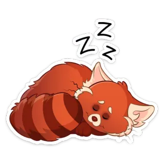 😴 zzz красная панда, спящий, мультфильм, животное, милый, zzz, стикер whatsapp sticker