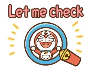 🔵 Doraemon Let me check Doraemon, Anime, Cartone animato, Controllo, Lente d'ingrandimento whatsapp sticker