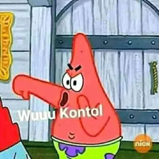 😏 Patrick Star SpongeBob SquarePants Wuuu Kontol แพทริค, สพันจ์บ็อบ, การ์ตูน, หยาบคาย telegram sticker