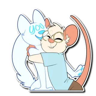 🤗 you desenho animado, amizade, abraço, rato, personagem de desenho animado, ilustração telegram sticker