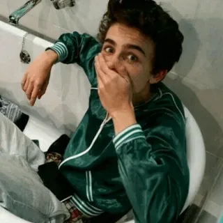 😨 pessoa, banheira, retrato, jovem, jaqueta verde telegram sticker