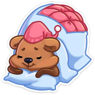 😴 Bär, schlafend, Kissen, Schlaf, süß, Cartoon, Tier whatsapp sticker