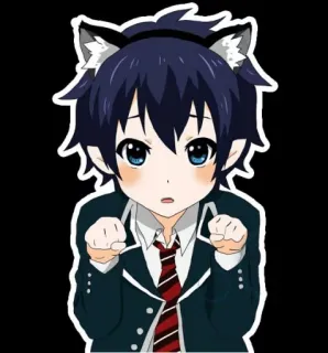 😽 Rin Okumura Blue Exorcist Anime, Orelhas de gato, Kawaii, Blue Exorcist, Rin Okumura, Chibi, Fofo telegram sticker