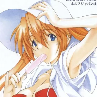 ❤️ Asuka Langley Sohryu Neon Genesis Evangelion Anime, Es loli, Topi, Musim panas, Manga telegram sticker