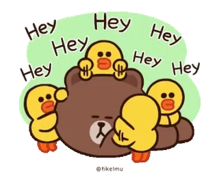 😴 Hey urso, pato, saudação, fofo, animal, desenho animado telegram sticker