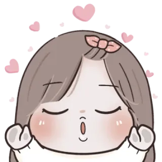 🌙 schattig, cartoon, meisje, liefde, hartjes, kawaii whatsapp sticker