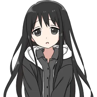 😯 ragazza anime, triste, manga, cartone animato, carina, capelli neri, kawaii telegram sticker