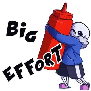 🍅 Sans Undertale Big Effort Санс, Undertale, кетчуп, большие усилия, видеоигра, скелет telegram sticker