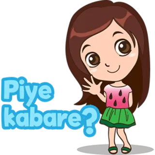 👋 Piye kabare? desenho animado, menina, saudação, pergunta telegram sticker