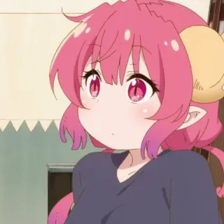 😶 Ilulu Miss Kobayashi's Dragon Maid Anime, Drache, süß, Kawaii, Hörner, pinke Haare telegram sticker