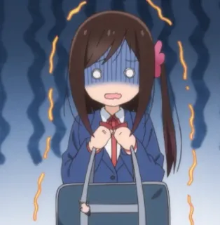 😱 anime, scared, character, school uniform, worried, student, anime girl telegram sticker