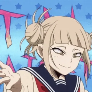 😃 Himiko Toga My Hero Academia Anime, chica, sonrisa, linda, uniforme escolar, villano, Toga, My Hero Academia telegram sticker